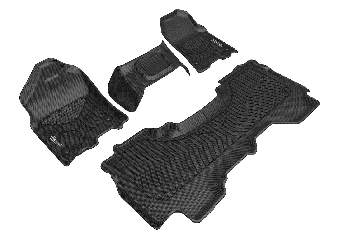 3D Custom Fit MAXTRAC Floor Mat (BLACK) For DODGE RAM 1500 QUAD CAB 19-24 - Full Set - A5DG03001809