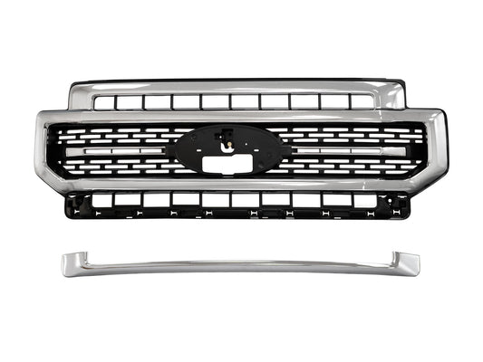 TGN Chrome Front Bumper Grille W/Molding Trim Fits 2020-2022 Ford F-250 - GRL-22SDUTY-002