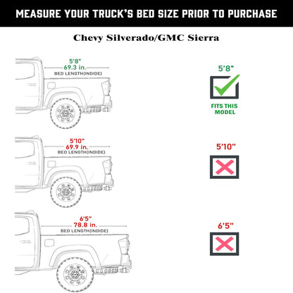 TGN Tri Fold Tonneau Cover for  2014 - 2018 Silverado/Sierra 5'8" Bed (69.3") - TGNHTF00Z3