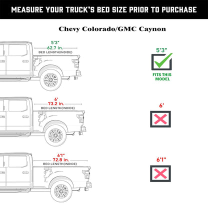 TGN Tri Fold Tonneau Cover for  2015 - 2024 Canyon/ Colorado 5'3" Bed (62.7") - TGNHTF00Z6