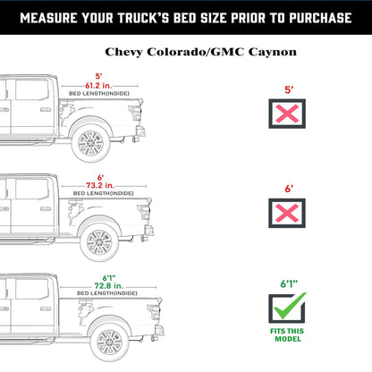 Tonotek Rolling Soft Tonneau Cover for  2015 - 2024 Canyon/ Colorado 6'1" Bed (72.8") -TGNSRU00Z7