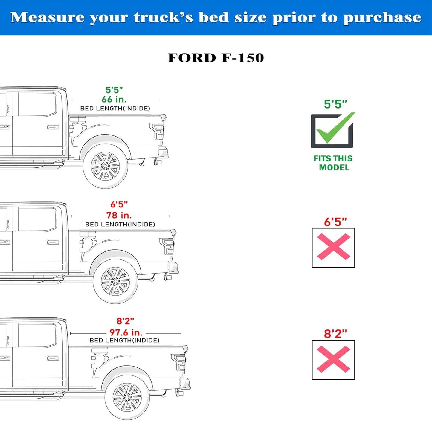 Tonotek Rolling Soft Tonneau Cover for  2015 - 2025 F150 | F150 Lightning 5'5" Bed (66") -TGNSRU01Z6