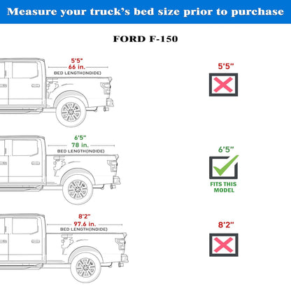 TGN Tri Fold Tonneau Cover for  2015 - 2025 F-150 6.5' Bed (78") - TGNHTF01Z7