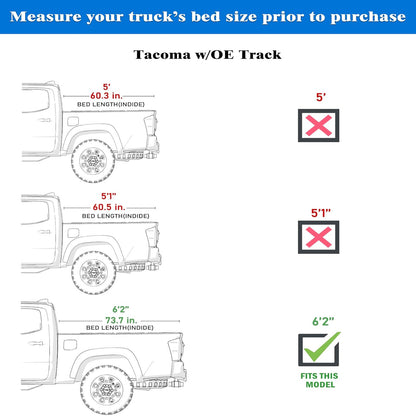 TGN Tri Fold Tonneau Cover for  2016 - 2025 Tacoma 6'2" Bed (73.7") - TGNHTF02Z2