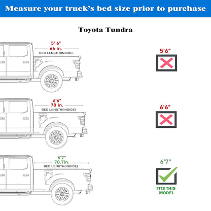 TGN Tri Fold Tonneau Cover for  2007 - 2021 Tundra 6'7" Bed (78.7") - TGNHTF02Z7