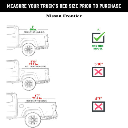 TGN Tri Fold Tonneau Cover for  2005 - 2025 Frontier 5' Bed (60") - TGNHTF03Z3