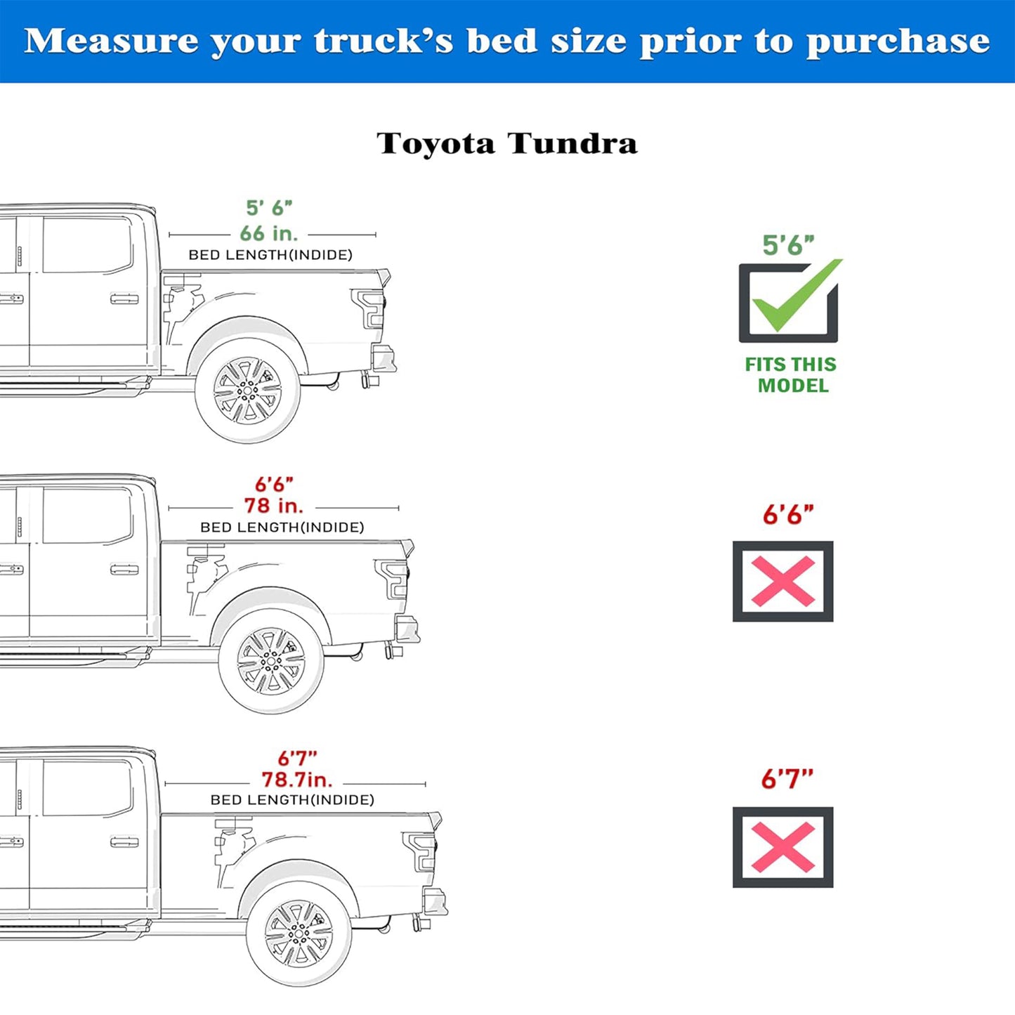 TGN Tri Fold Tonneau Cover for  2022 - 2025 Tundra 5‘6" Bed (66.7") - TGNHTF03Z4