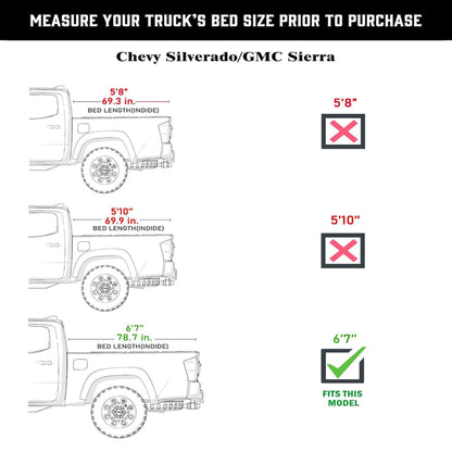 Tonotek Rolling Soft Tonneau Cover for  2007 - 2013, 2014 HD Silverado/Sierra, 2014 2500/3500HD 6'7" Bed (78.7") -TGNSRU03Z8