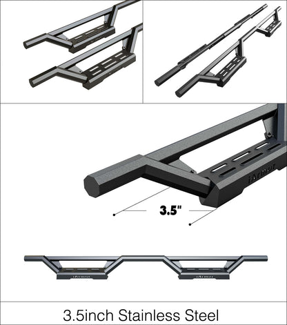 APS Crew Cab Pickup Stainless Steel with 6061 Aluminum Step Pad Nerf Bar M3 - IA03WAI7B