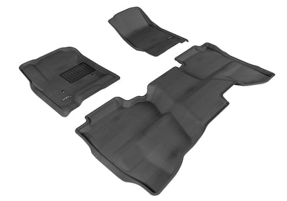 3D Custom Fit KAGU Floor Mat (BLACK) For SILVERADO 1500 DOUBLE CAB 14-18/ 2500HD/ 3500HD DOUBLE CAB 15-19/ 1500 LD DOUBLE CAB 19-19 - Full Set - L1CH03901509