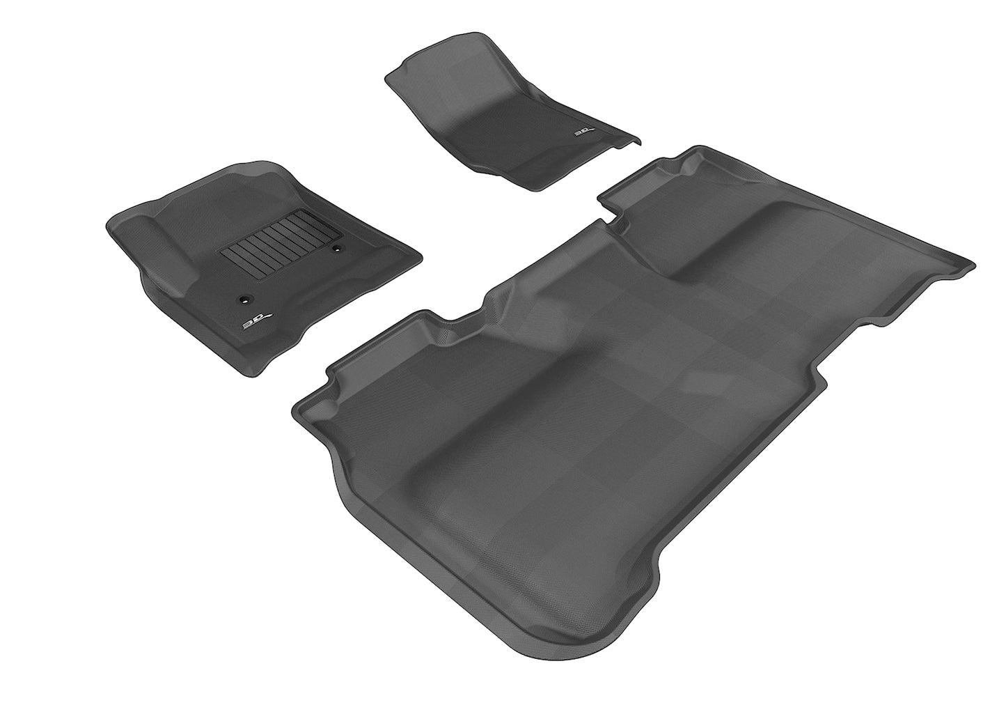 3D Custom Fit KAGU Floor Mat (BLACK) For CHEVROLET SILVERADO 1500 CREW CAB 14-18/ 2500HD/ 3500HD CREW CAB 15-19 - Full Set - L1CH04001509