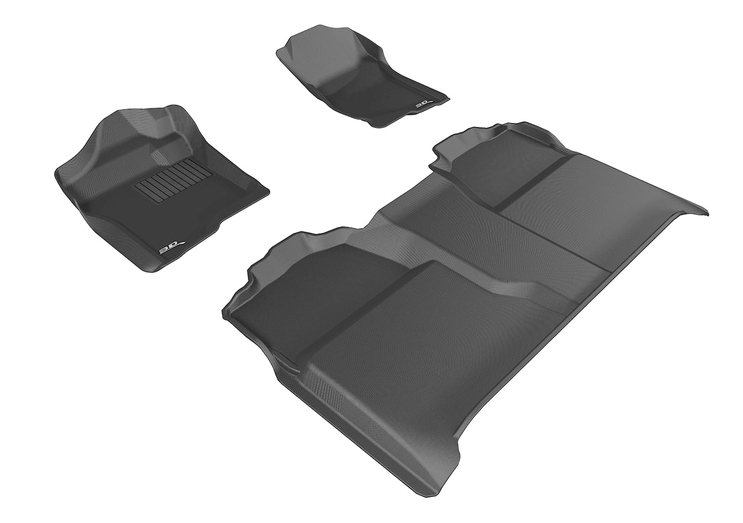 3D Custom Fit KAGU Floor Mat (BLACK) For CHEVROLET SILVERADO 15/25/3500 CREW CAB 07-13 - Full Set - L1CH04701509