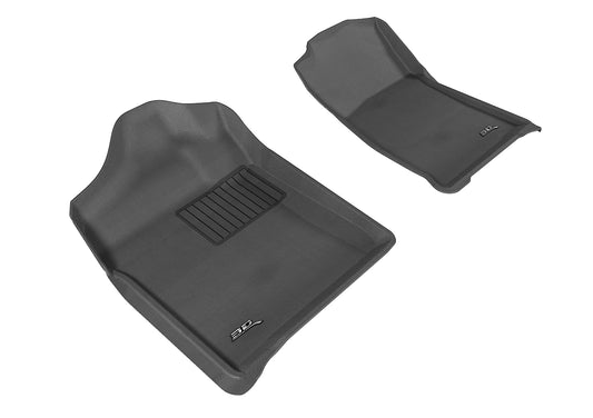 3D Custom Fit KAGU Floor Mat (BLACK) For CHEVROLET SILVERADO/GMC SIERRA REGULAR CAB 07-13 - Front Row - L1CH05111509