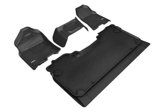 3D Custom Fit KAGU Floor Mat (BLACK) For DODGE RAM 1500 CREW CAB 19-24 - Full Set - L1DG02701509