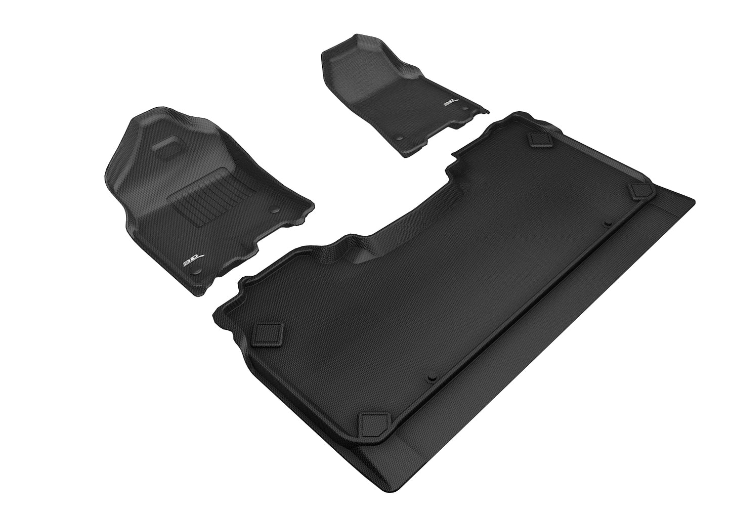 3D Custom Fit KAGU Floor Mat (BLACK) For DODGE RAM 1500 CREW CAB 19-24 - Full Set - L1DG02801509