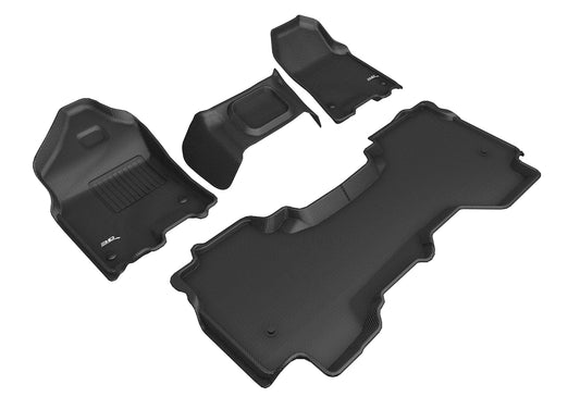 3D Custom Fit KAGU Floor Mat (BLACK) For DODGE RAM 1500 QUAD CAB 19-24 - Full Set - L1DG03001509