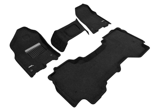 3D Custom Fit ELEGANT Floor Mat (BLACK) For DODGE RAM 1500 QUAD CAB 19-24 - Full Set - L1DG03004709