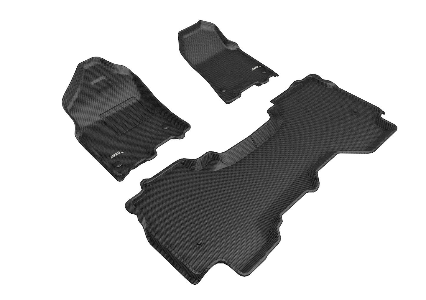 3D Custom Fit KAGU Floor Mat (BLACK) For DODGE RAM 1500 QUAD CAB 19-24 - Full Set - L1DG03101509