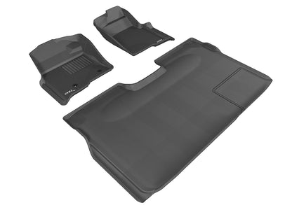 3D Custom Fit KAGU Floor Mat (BLACK) For FORD F-150 SUPERCREW 10-14 - Full Set - L1FR07201509