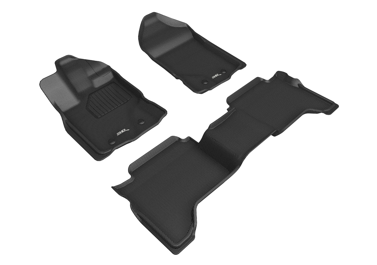 3D Custom Fit KAGU Floor Mat (BLACK) For FORD RANGER SUPERCREW 19-23 - Full Set - L1FR12201509