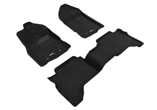 3D Custom Fit ELEGANT Floor Mat (BLACK) For FORD RANGER SUPERCREW 19-23 - Full Set - L1FR12204709