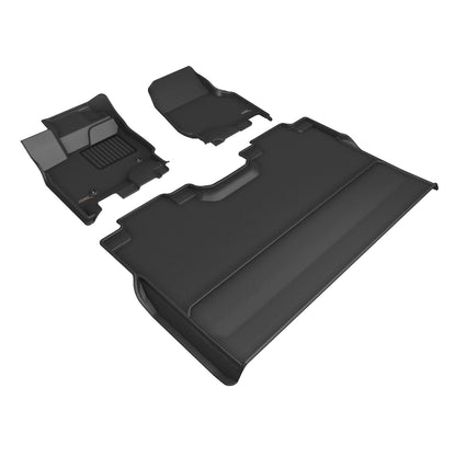 3D Custom Fit KAGU Floor Mat (BLACK) For F-150 LIGHTNING SUPERCREW 15-24 - Full Set - L1FR15301509