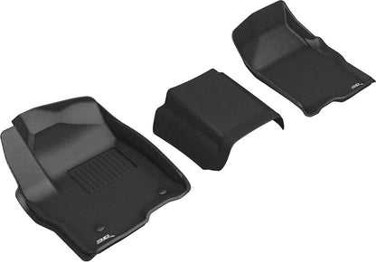 3D Custom Fit KAGU Floor Mat (BLACK) For GMC SIERRA / CHEVROLET SILVERADO 1500 / 2500HD / 3500HD CREW CAB 19-24 - Front Row - L1GM02411509