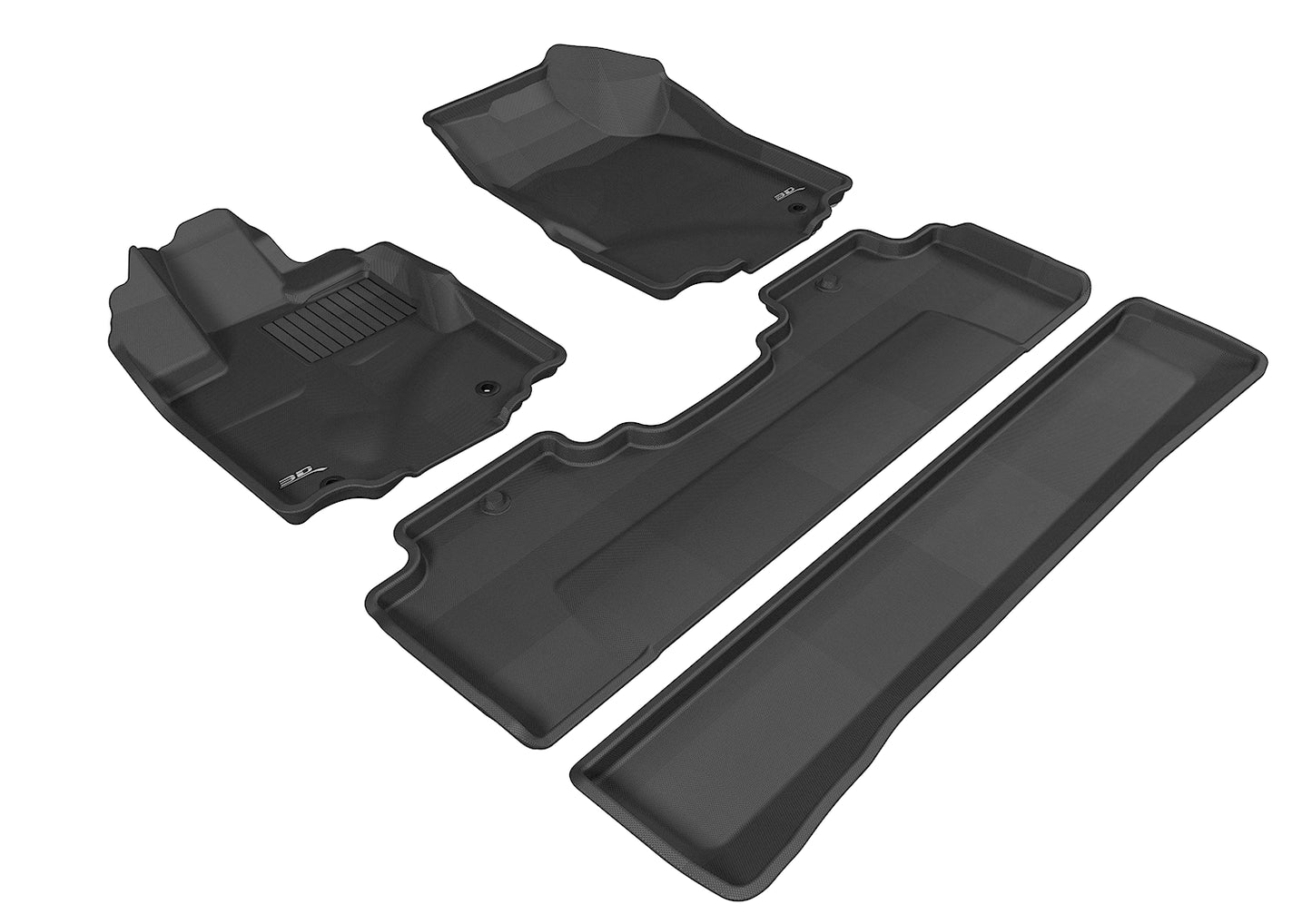 3D Custom Fit KAGU Floor Mat (BLACK) For HONDA RIDGELINE 06-14 - Full Set - L1HD03901509