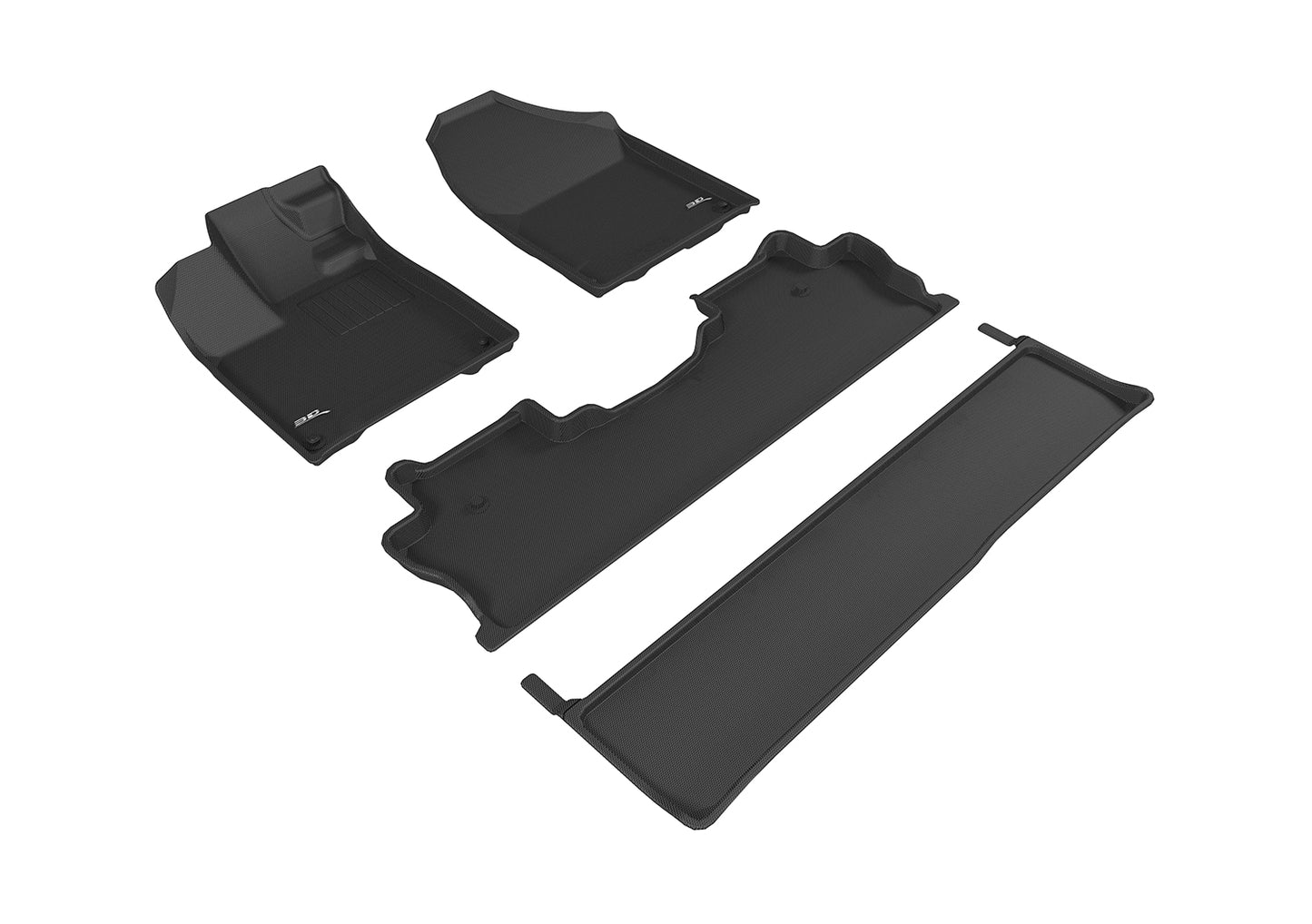 3D Custom Fit KAGU Floor Mat (BLACK) For HONDA RIDGELINE 17-24 - Full Set - L1HD08301509