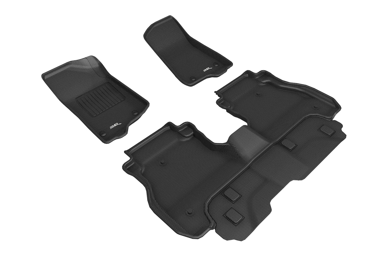 3D Custom Fit KAGU Floor Mat (BLACK) For JEEP GLADIATOR JT 20-24 - Full Set - L1JP02201509