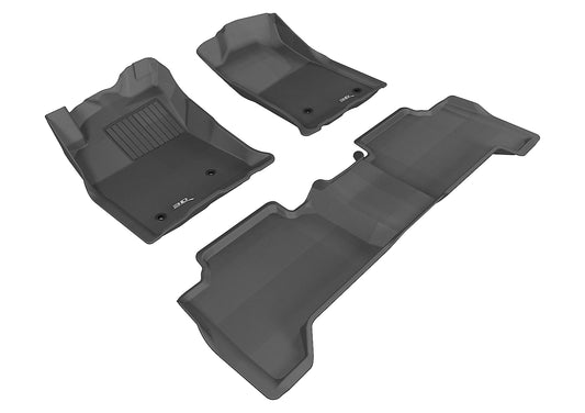 3D Custom Fit KAGU Floor Mat (BLACK) For TOYOTA TACOMA DOUBLE CAB 05-11 - Full Set - L1TY05701509