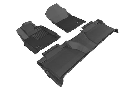 3D Custom Fit KAGU Floor Mat (BLACK) For TOYOTA TUNDRA CREWMAX 14-21 - Full Set - L1TY15301509