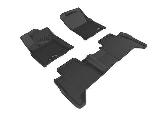 3D Custom Fit KAGU Floor Mat (BLACK) For TOYOTA TACOMA DOUBLE CAB 16-17 - Full Set - L1TY19201509