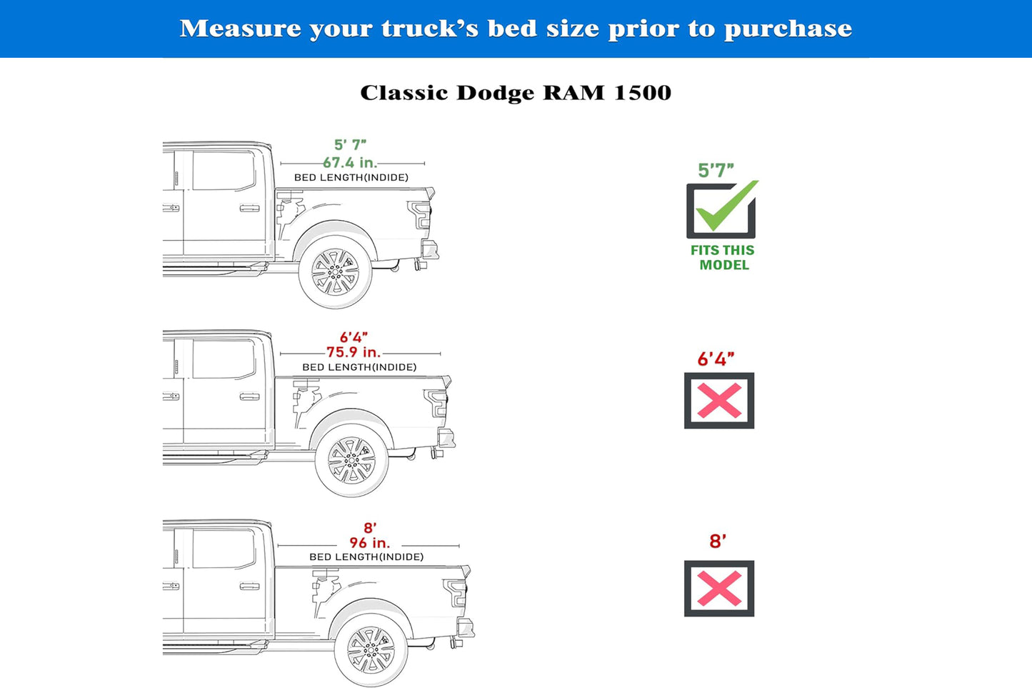 TGN Low Profile Tonneau Cover Fits 2009 - 2025 Dodge Ram 1500 5' 7" Bed Without Ram Box (67.4") - TGNLPF01Z1