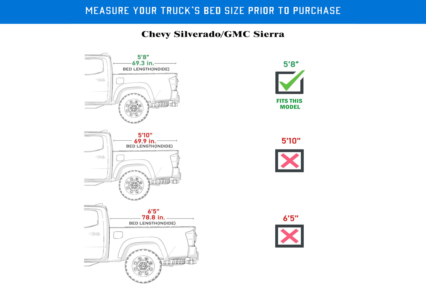 TGN Low Profile Tonneau Cover Fits 2019 - 2025 Chevy Silverado/GMC Sierra 5'8" Bed (69.6") - TGNLPF02Z9