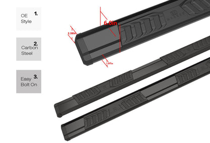 APS Extended Cab Pickup Carbon Steel + PE Step Area Running Board-S Series - WB03SAI8B