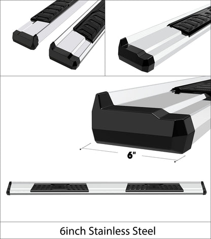 APS Standard Cab Pickup Stainless Steel + PE Step Area Running Board-S Series - WB03SBI6S