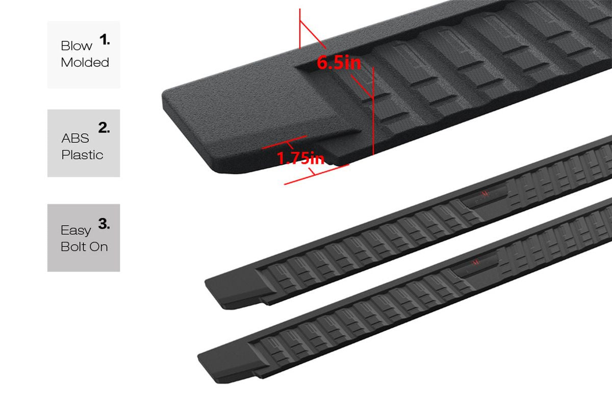 APS Crew Cab Pickup Carbon Steel + PE Step Area Running Board-T Series - WB03TAI7B