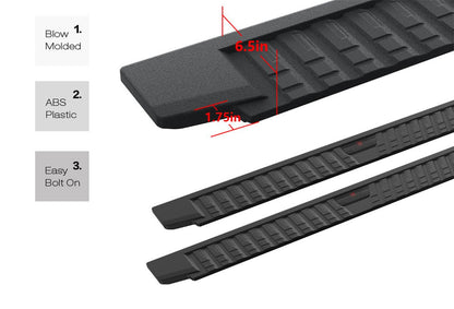 APS Crew Cab Pickup Carbon Steel + PE Step Area Running Board-T Series - WB03TJG1B