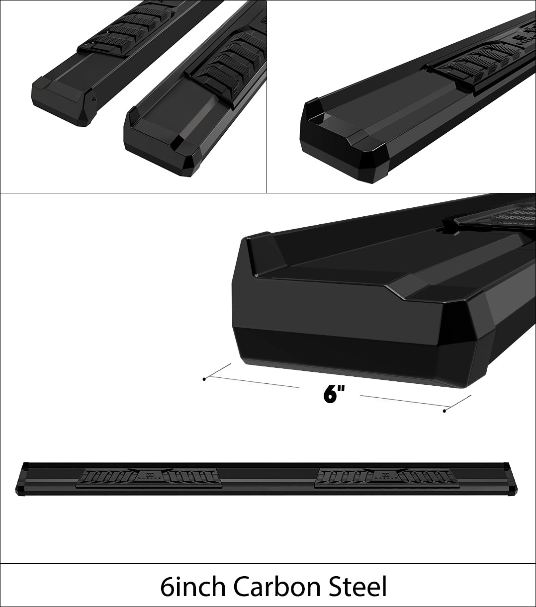 APS Crew Cab Pickup Carbon Steel + PE Step Area Running Board-S Series - WB04SBE8B