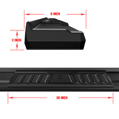 APS Crew Cab Pickup Carbon Steel + PE Step Area Running Board-S Series - WB04SBE8B