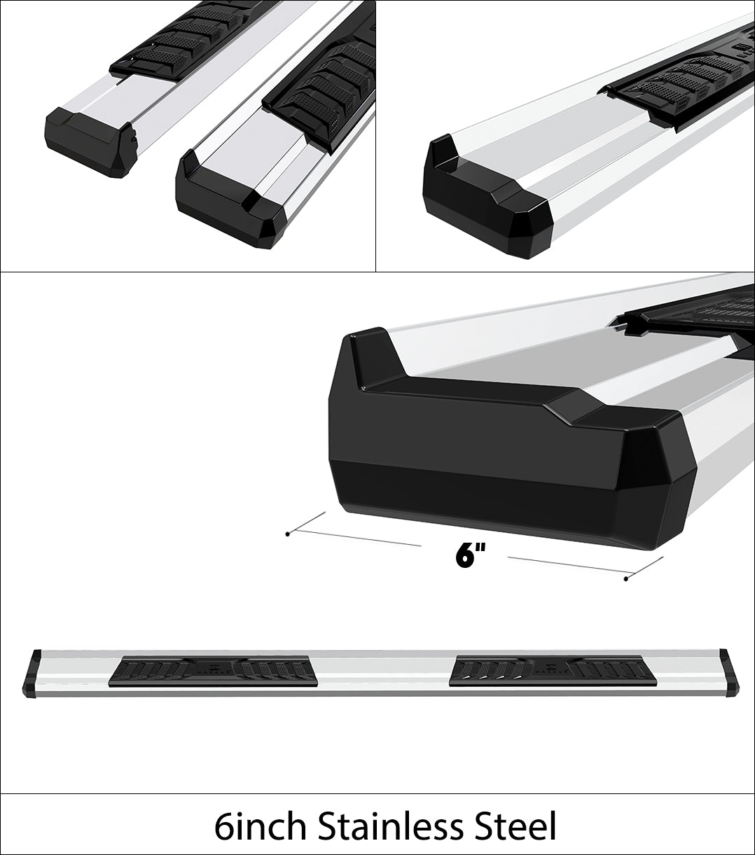 APS Standard Cab Pickup Stainless Steel + PE Step Area Running Board-S Series - WB06SAH9S